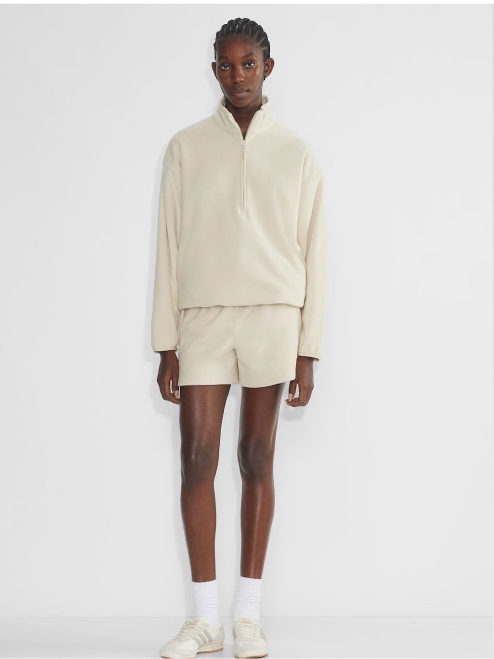Aritzia Golden Polartec Half-Zip Fleece Pullover - Cream / Size L